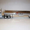 Trucks N Stuff 097 - Peterbilt 579 Day-Cab Tractor With Gas Tank Trailer - Assembled -- S.C. Fuels (white, Red, Chrome) - HO Scale