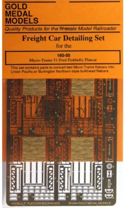 Gold Medal Models 160-50 - UP/BN Style Bulkheads For Micro-Trains 51' Flatcar - N Scale