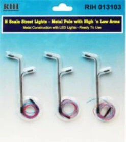 Rock Island Hobby 013103 - N Scale Street Lights With 2 Vertical Poles And High And Low Lights - N Scale