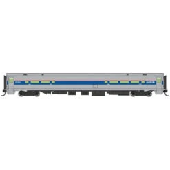 Walthers Mainline 910-31051 - 85' Horizon Cafe/Club Food Service Car - Ready To Run -- Amtrak(R) (Phase IV; Silver, Wide Blue, Thin Red & White Stripes) Amtrak (AMTK) Un-numbered - HO Scale