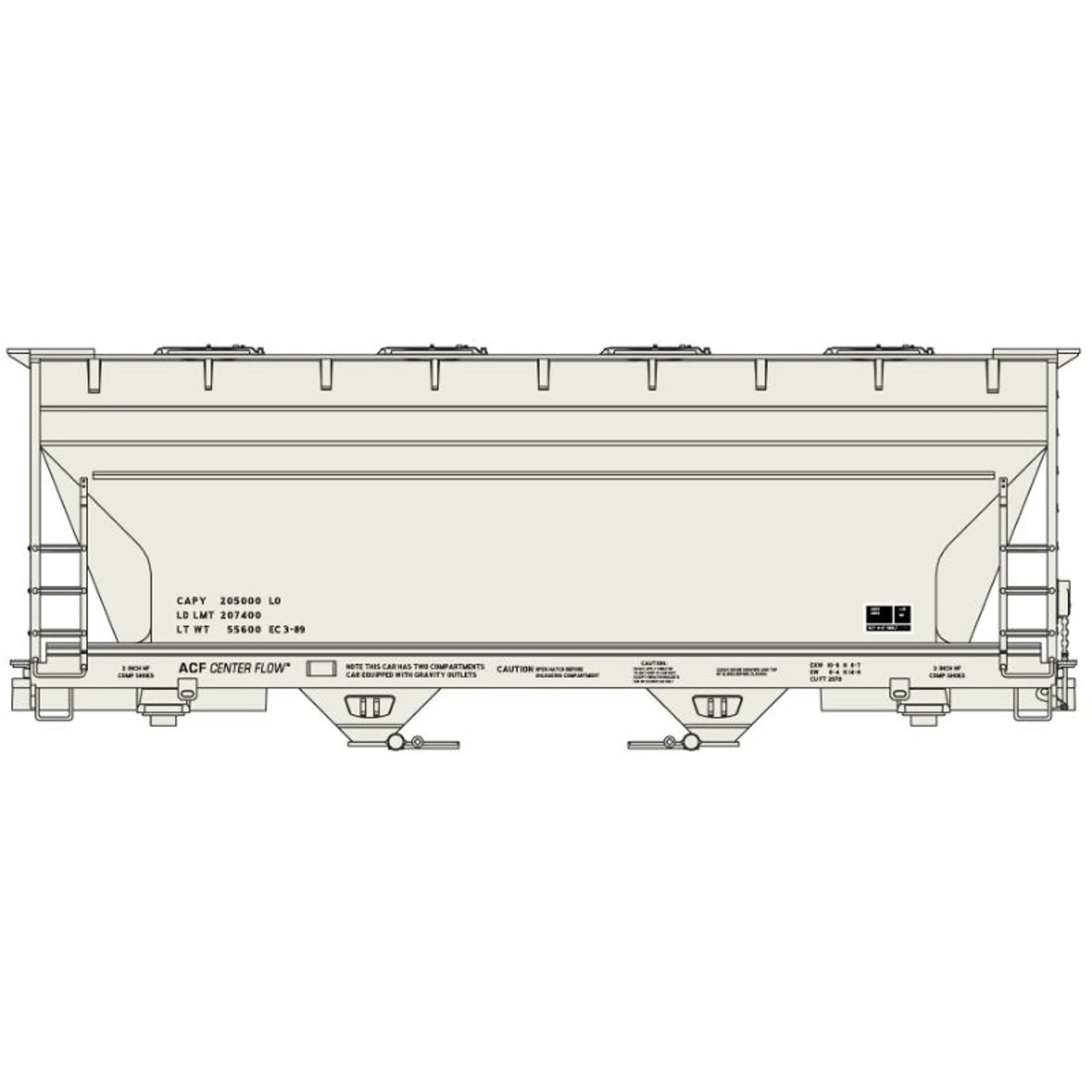 Accurail 2292 - ACF 2-Bay Covered Hopper - 1980's With Consolidated Stencil, Data Only - HO Scale Kit