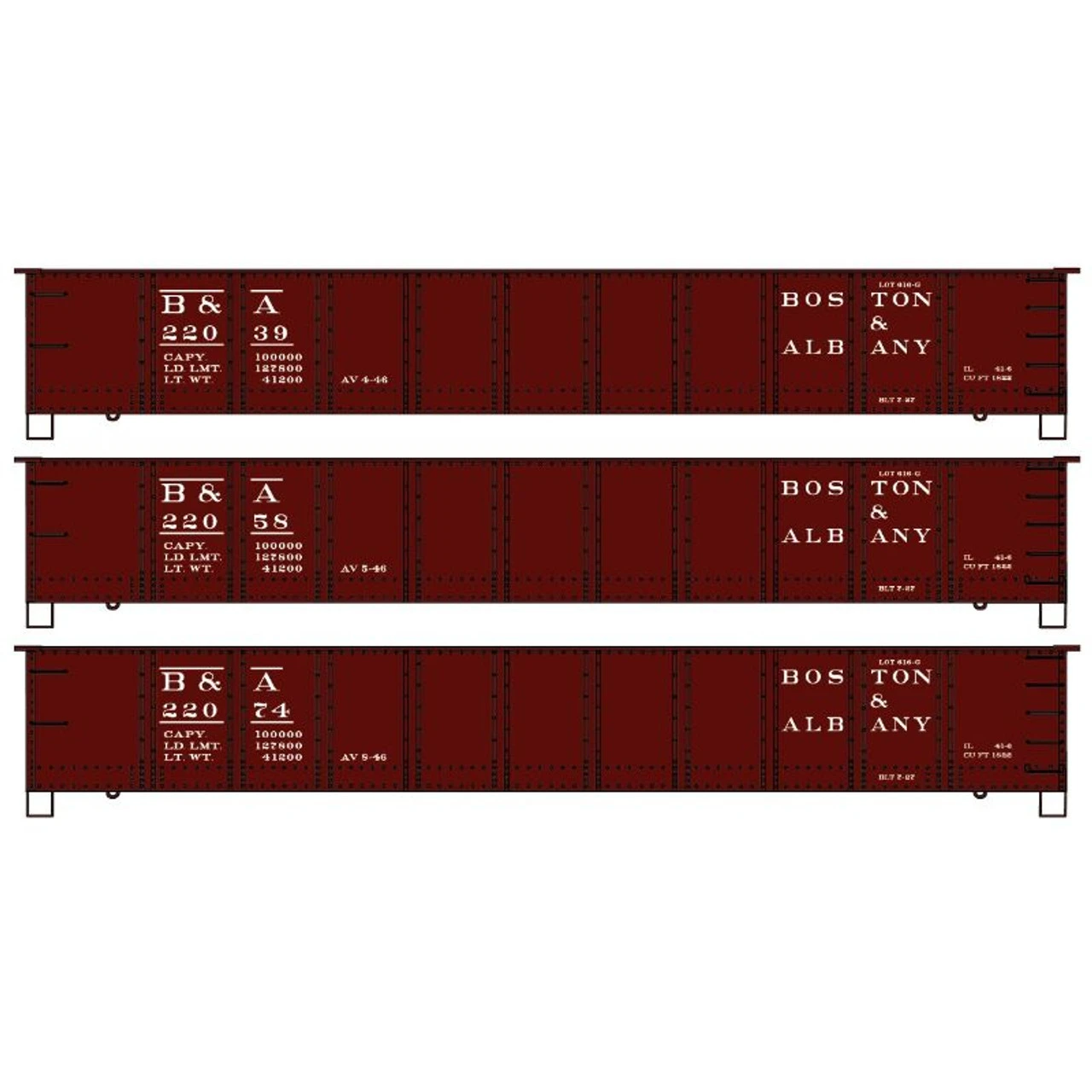Accurail 37754 - 41' Steel Gondola Boston & Albany 22039, 22058, 22074 - HO Scale Kit
