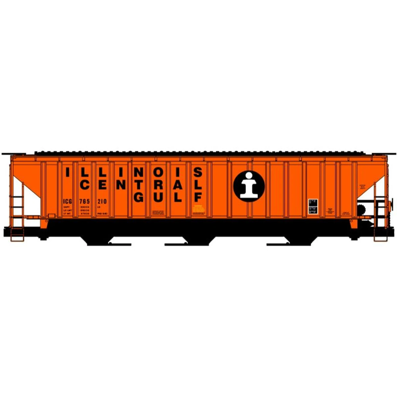 Accurail 81493 - 50' PS 3-Bay Covered Hopper Illinois Central Gulf (ICG) 765210 - HO Scale Kit