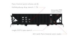 Arrowhead Models 1009-2 - Commitee Design Hopper Paint Scheme Set #B Penn Central (PC) 443745 - HO Scale