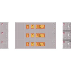 Athearn 17391 - 40' Corrugated Low-Cube Container (3) YangMing - N Scale