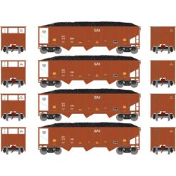 Athearn 25577 - 40' 3-Bay Ribbed Hopper W/ Load Canadian National (CC) 40209, 40196, 40176, 40140 - N Scale