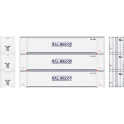 Athearn RTR 27692 - 48' Container [3 Pack] Rail-Bridge (RBCU) - HO Scale