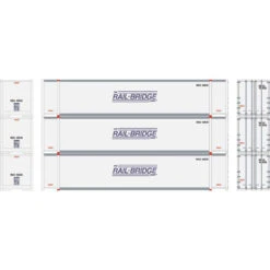 Athearn RTR 27693 - 48' Container [3 Pack] Rail-Bridge (RBCU) - HO Scale