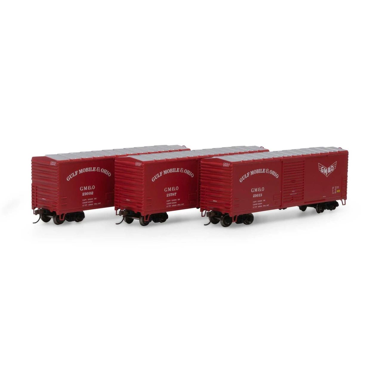 Athearn 67756 - 40' Modern Box Car Gulf Mobile And Ohio (GM&O) (3 Pack) - HO Scale