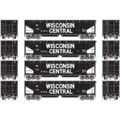 Athearn RTR 7077 - 40' Offset Ballast Hopper W/ Load Wisconsin Central (WC) 115, 122, 129, 130 - HO Scale