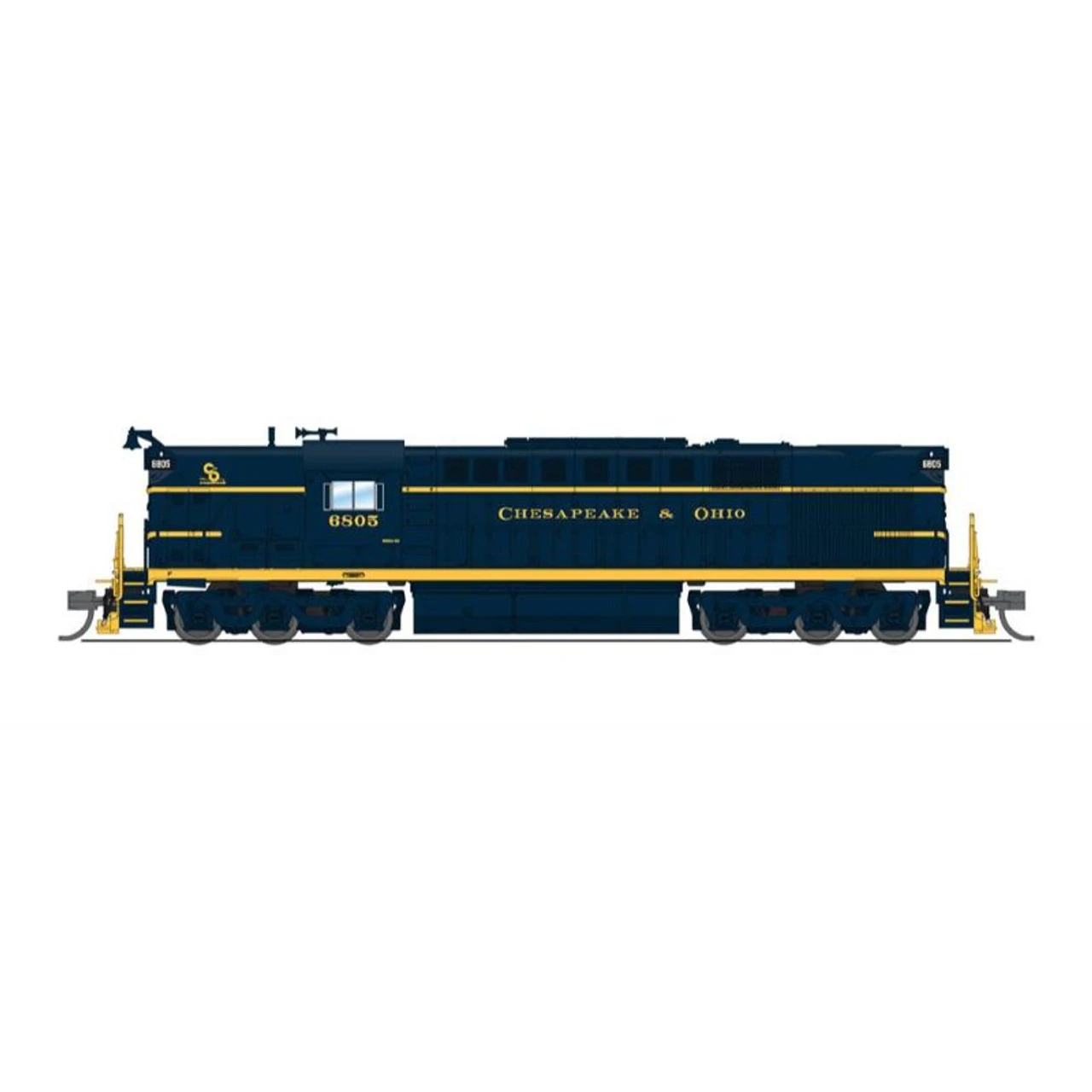 Broadway Limited 6628 - ALCO RSD-7 W/ Paragon4 Sound/DC/DCC Chesapeake & Ohio (C&O) 6805 - N Scale