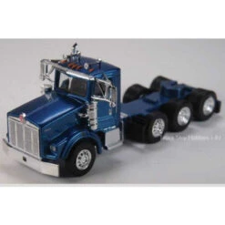 Herpa Models 410672 - Kenworth T800 4-Axle Day-Cab Tractor Only 2 Pack - Assembled -- Blue - HO Scale