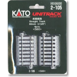 Kato 2-105 - 60mm (2 3/8") Straight Track [4 Pcs] - HO Scale