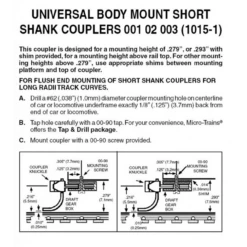 Micro-Trains 00102003 - Universal Body Mount Short Shank Coupler - N Scale