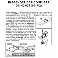 Micro-Trains 00102025 - Passenger Car Couplers Assembled - 2 Pair