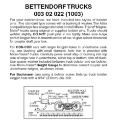 Micro-Trains 00302022 - Bettendorf Trucks With Medium Extension Couplers (1003) 1 Pair