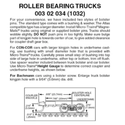 Micro-Trains 00302034 - Roller Bearing Trucks With Long Extension Couplers (1032) 1 Pair