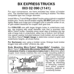 Micro-Trains 00302090 - BX Express Trucks Without Couplers (1141) 1 Pair