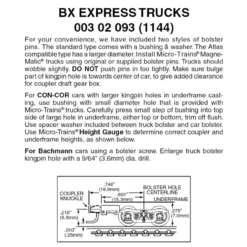 Micro-Trains 00302093 - BX Express Trucks With Medium(+) Extension Couplers (1144) 1 Pair