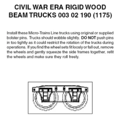 Micro-Trains 00302190 - Civil War Era Rigid Beam Truck Without Couplers (1175) 1 Pair