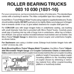 Micro-Trains 00310030 - Roller Bearing Trucks Without Couplers (1031-10) 10 Pair