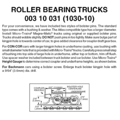 Micro-Trains 00310031 - Roller Bearing Trucks With Short Extension Couplers (1030-10) 10 Pair