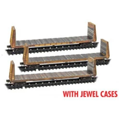 Micro-Trains Line 98305049 - 61' Bulkhead Flatcar WEATHERED JEWEL 3-PACK Union Pacific (UP) 215700, 215708, 215725 - N Scale