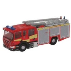 Oxford Diecast Oxford NSFE007 - Scania Fire Pump Ladder Fire And Rescue (red, Yellow, Silver) - Assembled - N Scale