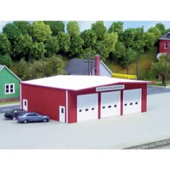 Pikestuff 541-0192 - Fire Station (Red) - HO Scale Kit