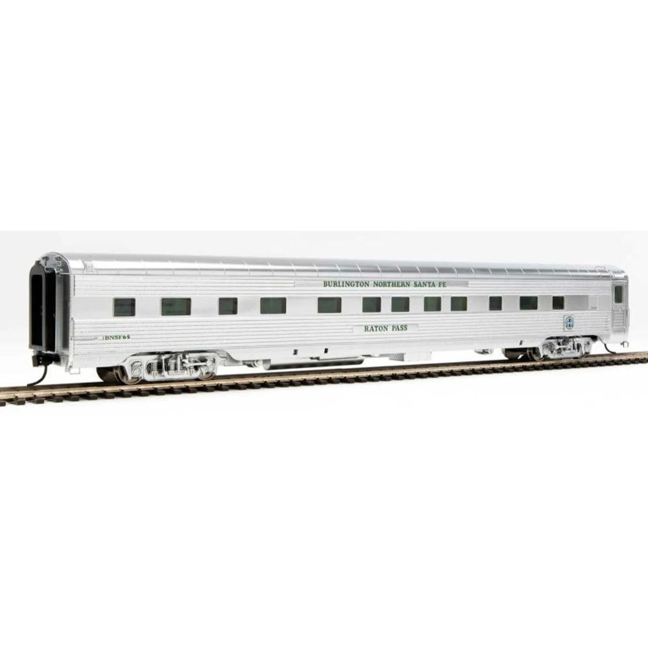 Walthers Proto 920-16255 - 85' Pullman-Standard Regal Series 4-4-2 Sleeper - Ready To Run -- Lighted -- BNSF (Business Train, Real Metal Finish) BNSF 65, Raton Pass - HO Scale