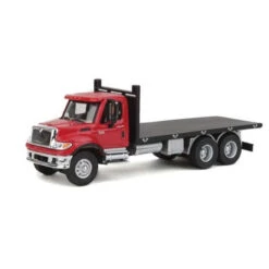 Walthers SceneMaster 949-11652 - International(R) 7600 3-Axle Flatbed Truck -- Red Cab, Black Flatbed - HO Scale